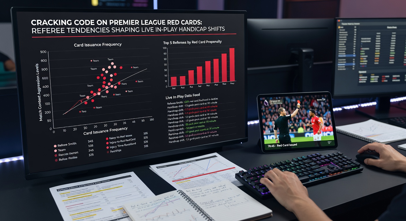 Live betting interface showing handicap odds shifting dramatically after a red card, with graphs illustrating the change