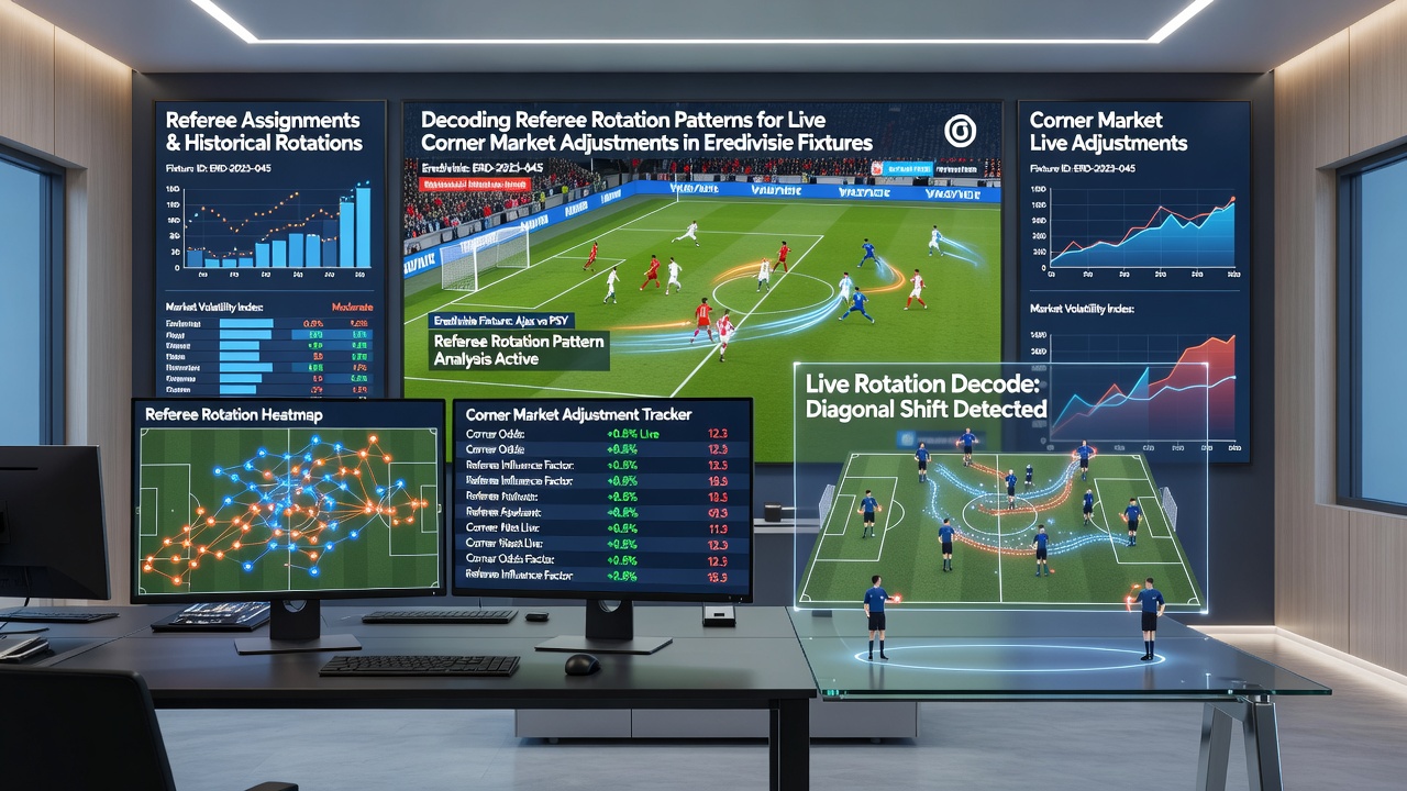 Live betting interface displaying corner market odds during an Eredivisie broadcast with referee visible on pitch