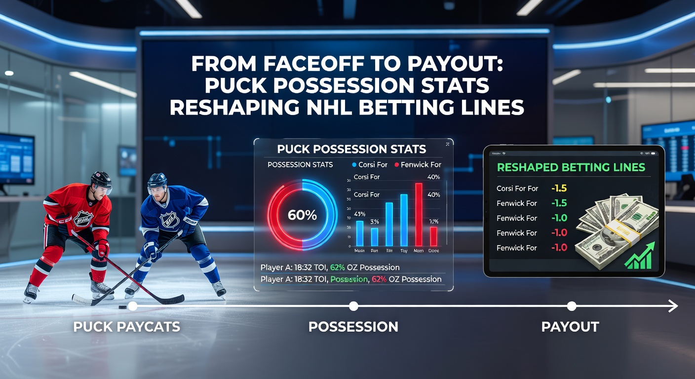 Line graph illustrating the correlation between high puck possession percentages and NHL win probabilities, with data points from recent seasons