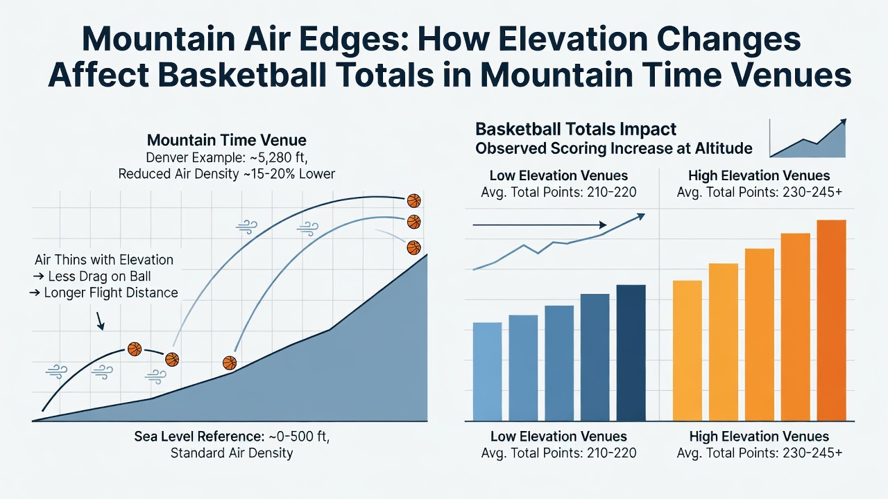 Players competing in a high-altitude basketball game with visible fatigue and adjusted shooting mechanics