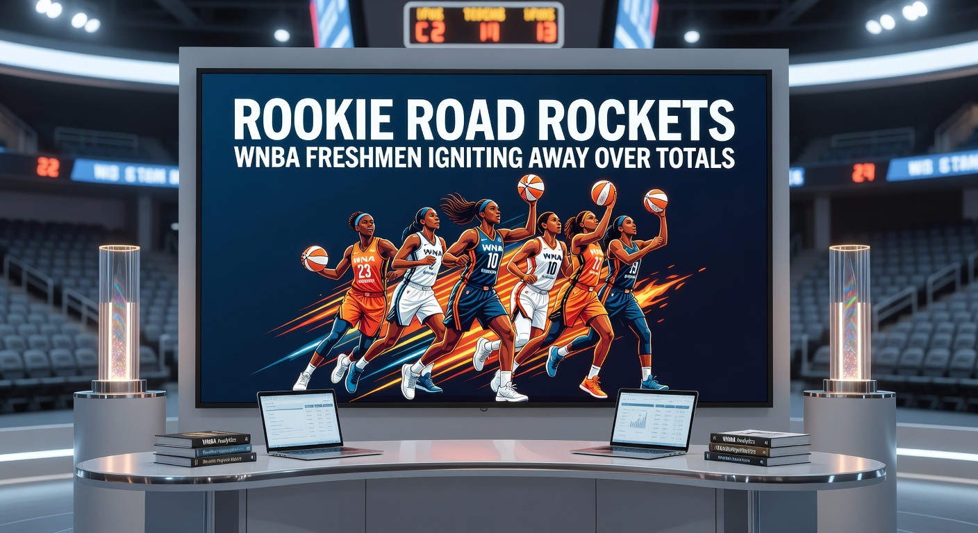 Close-up of WNBA rookie celebrating a three-pointer on the road, teammates mobbing her amid roaring away crowd
