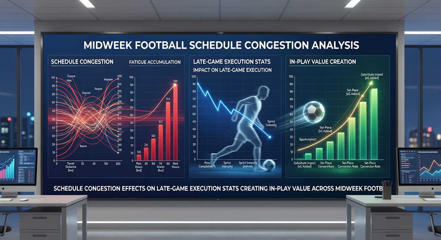 Football analysts reviewing late-game execution statistics from midweek fixtures on digital dashboard