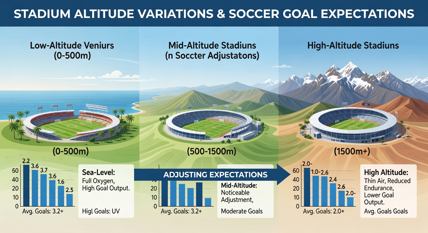 Statistical chart displaying goal scoring averages across stadiums at different elevations