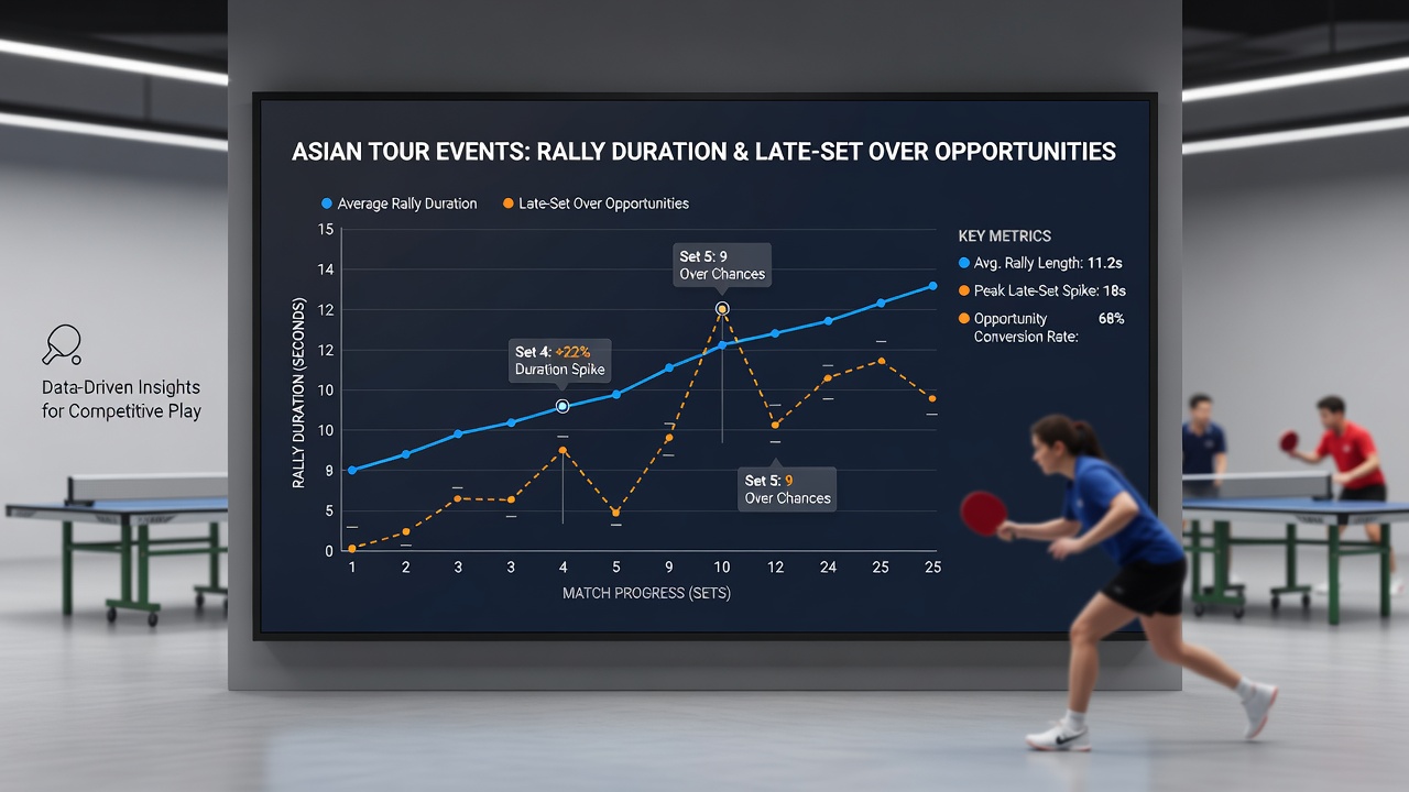 Detailed rally duration chart from Asian Tour table tennis matches highlighting late-set trends